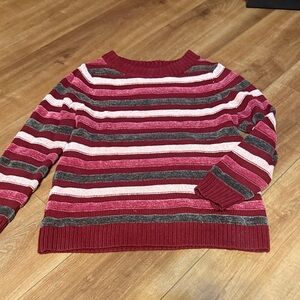 Modcloth Multicolor Striped Sweater - Red, Pink, Gray